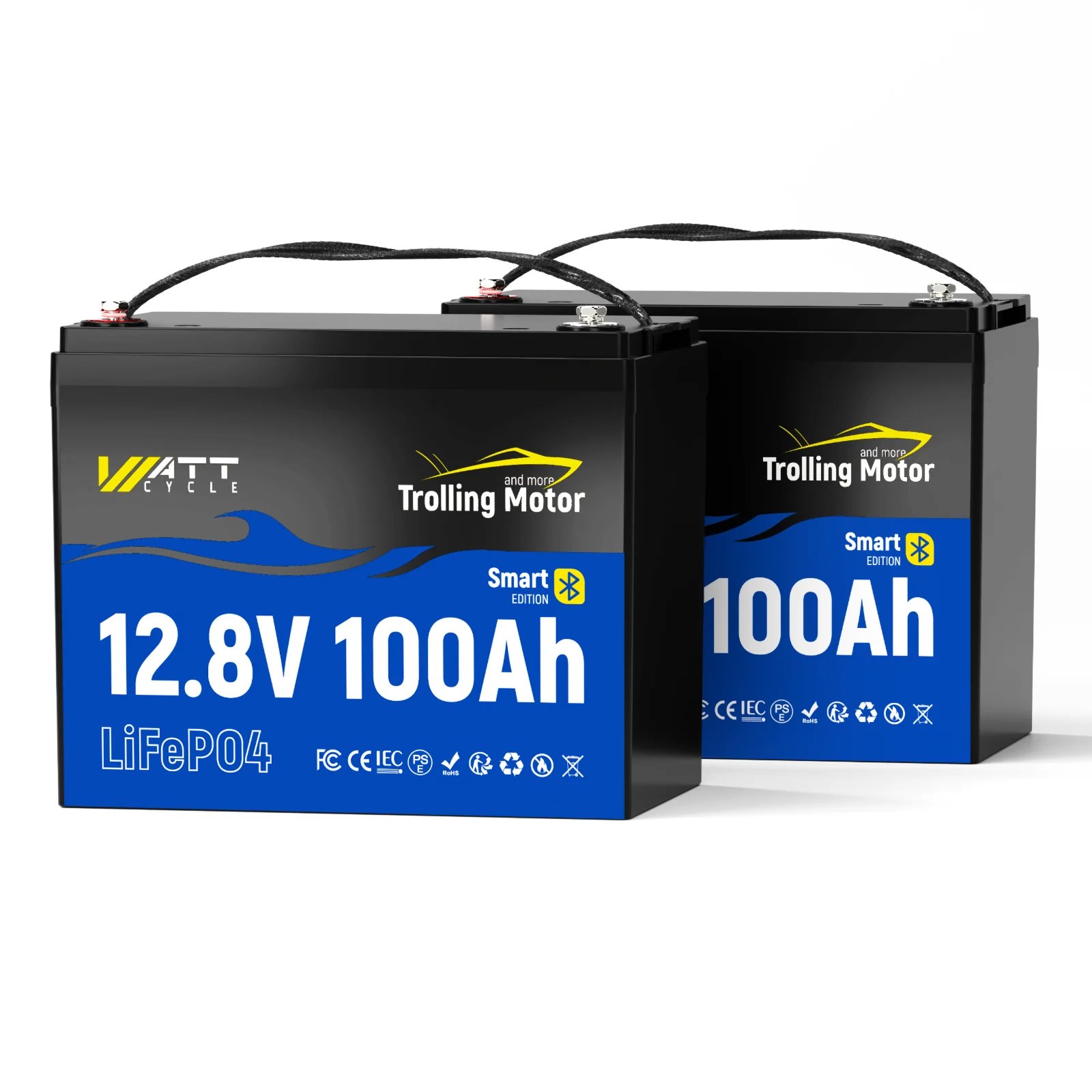 WattCycle 12V 100Ah TM Bluetooth LiFePO4 Battery with 120A BMS surge protection for 30-70lb Trolling Motors - Image 16