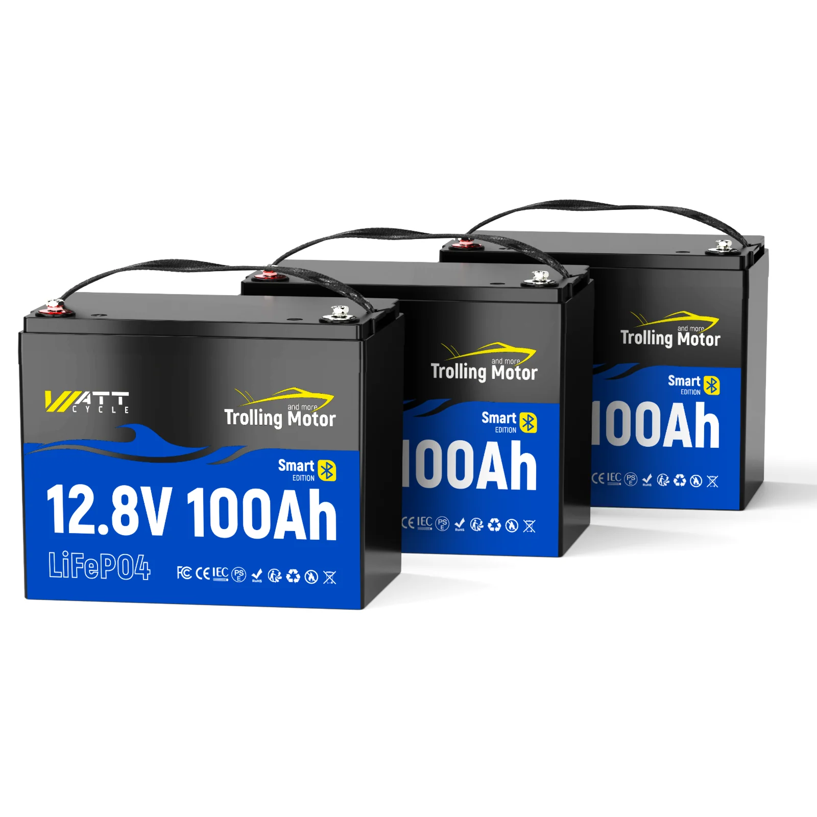 WattCycle 12V 100Ah TM Bluetooth LiFePO4 Battery with 120A BMS surge protection for 30-70lb Trolling Motors - Image 17