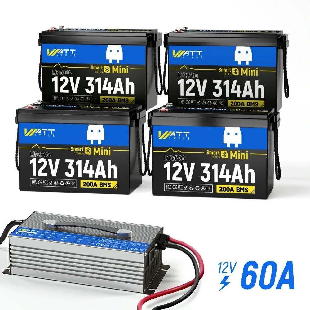 WattCycle 12V 314Ah Mini Bluetooth LiFePO4 Battery | Heavy-Gauge Internal Cabling & Continuous 200A BMS | Drop-in Upgrade for RV Solar - Image 14