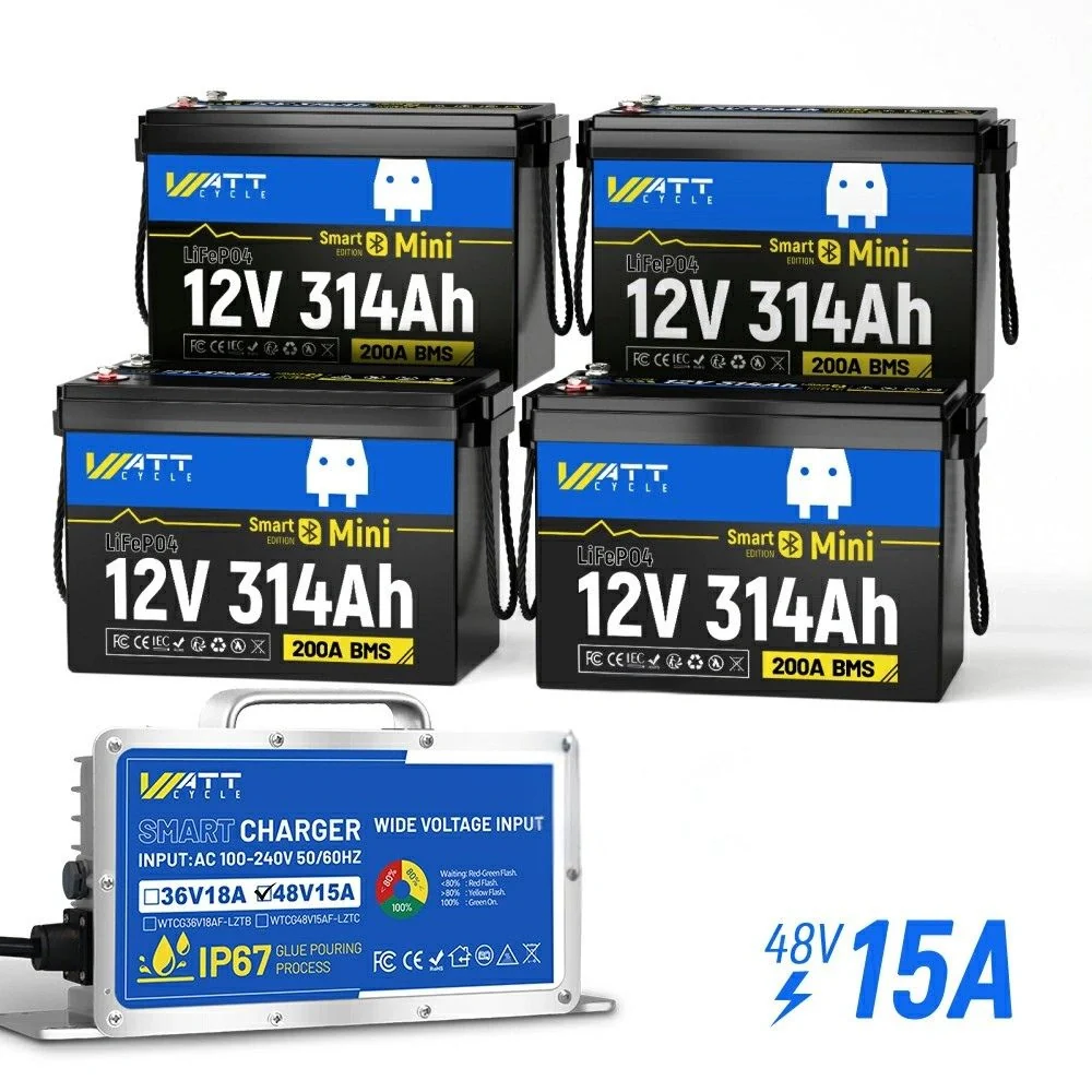 WattCycle 12V 314Ah Mini Bluetooth LiFePO4 Battery | Heavy-Gauge Internal Cabling & Continuous 200A BMS | Drop-in Upgrade for RV Solar - Image 15