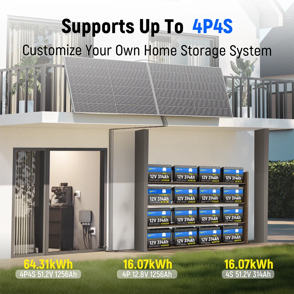 WattCycle 12V 314Ah Mini LiFePO4 Battery - Continuous 200A Discharge BMS | DIY Deep Cycle Solar System - Image 10