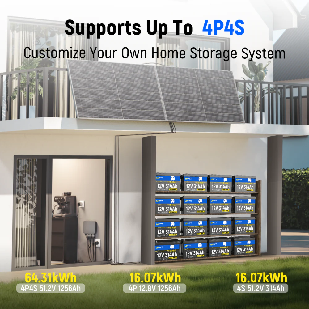 WattCycle 12V 314Ah Mini Bluetooth LiFePO4 Battery | Heavy-Gauge Internal Cabling & Continuous 200A BMS | Drop-in Upgrade for RV Solar - Image 11