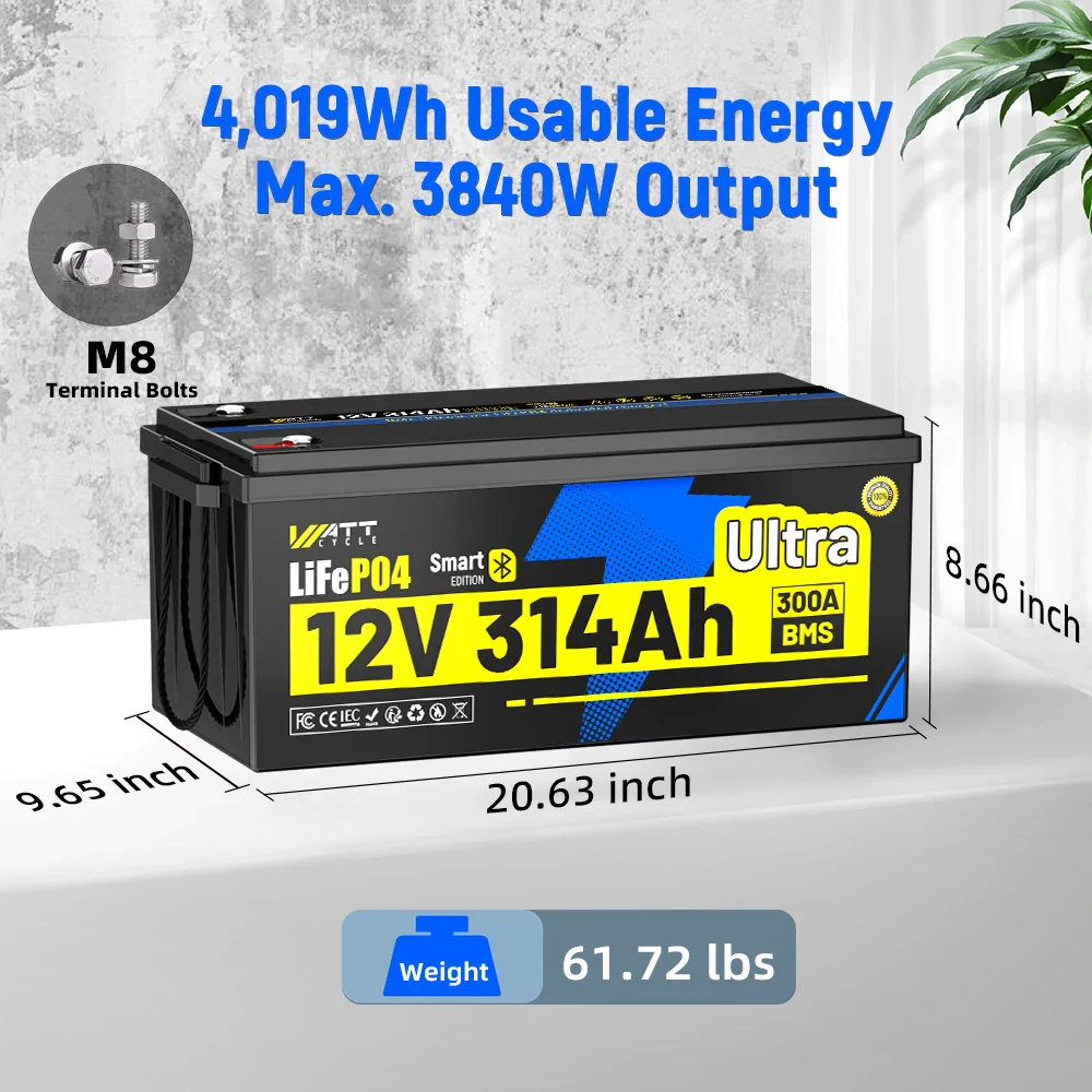 WattCycle 12V 628Ah Ultra Bluetooth LiFePO₄ Battery - 8038Wh Storage - Image 16