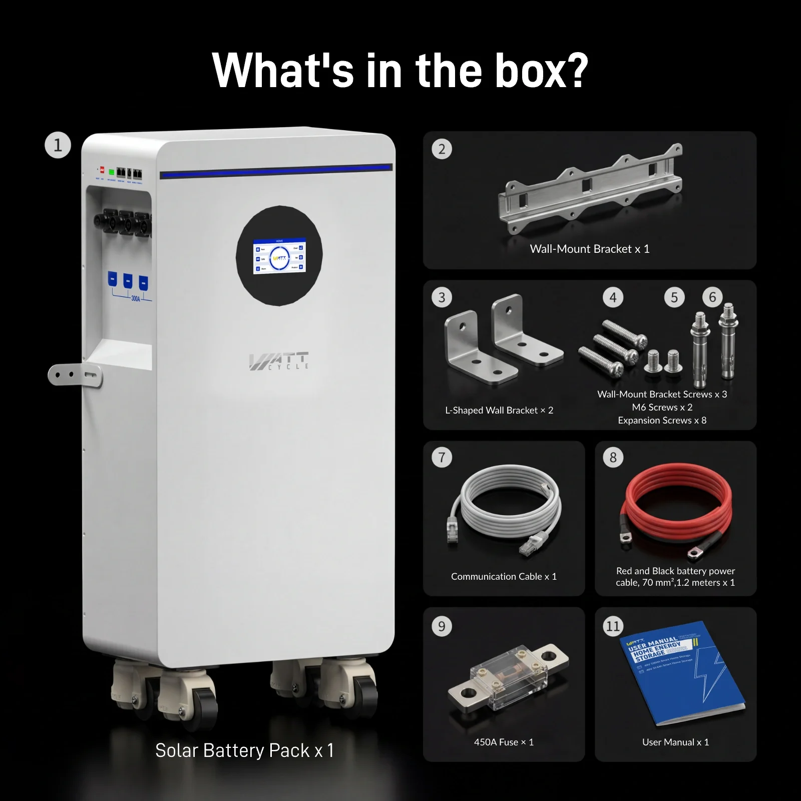 WattCycle 16kWh 48V 314Ah Floor Standing Bluetooth LiFePO4 - Active Balancing | CAN/RS485 - Image 11