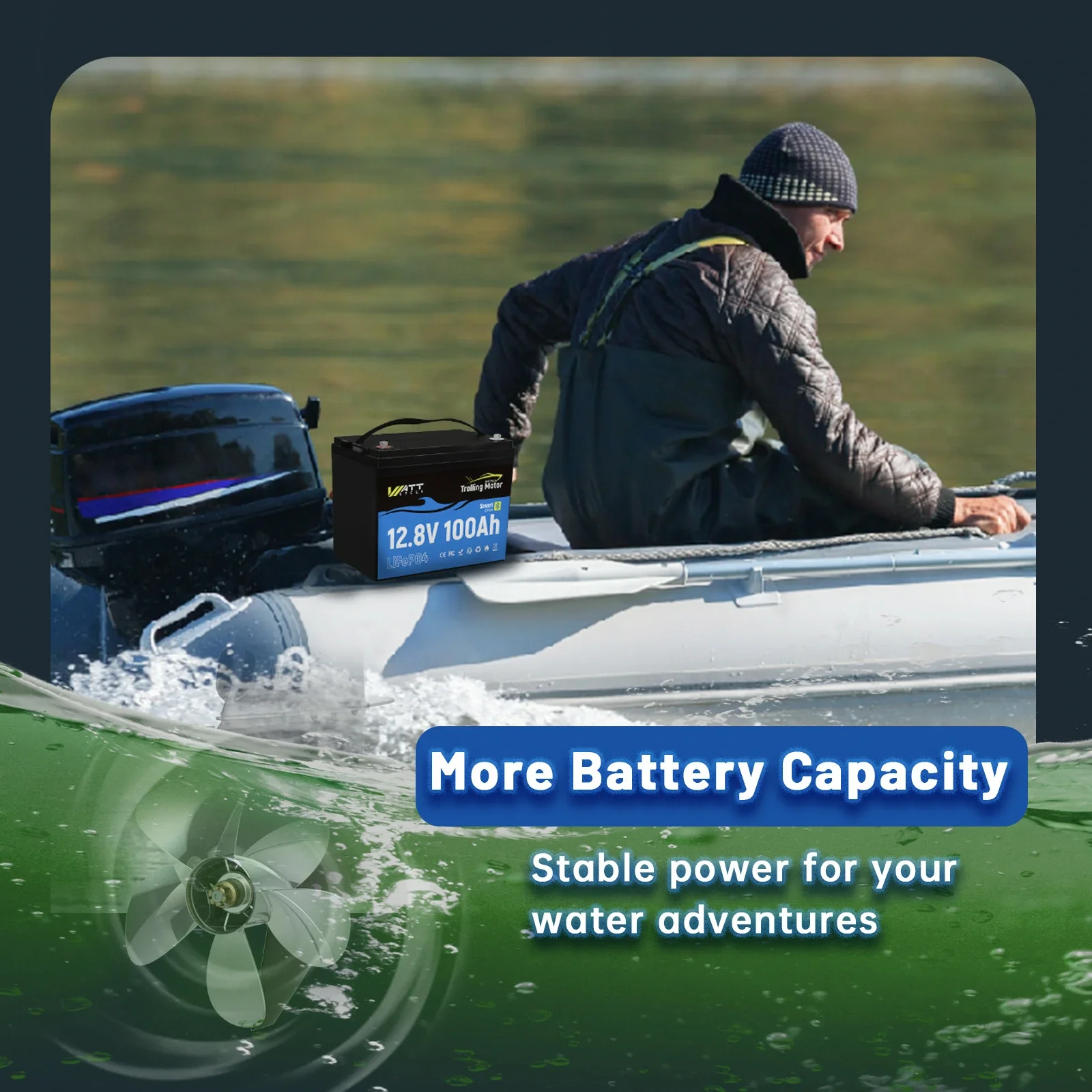 In parallel 3 x 12V 100Ah LiFePO4 Dual Purpose Battery for Trolling Motors Kit - Image 11