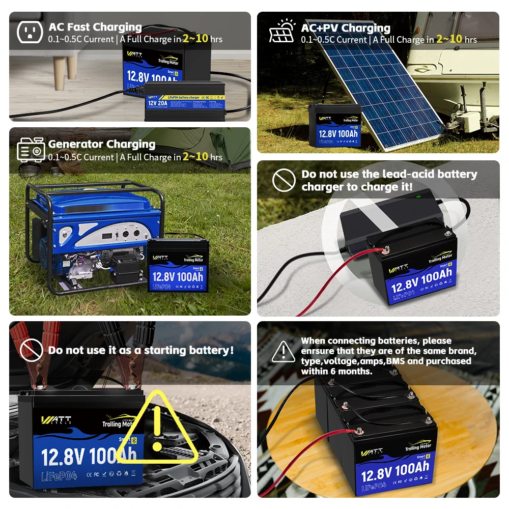 In parallel 3 x 12V 100Ah LiFePO4 Dual Purpose Battery for Trolling Motors Kit - Image 14