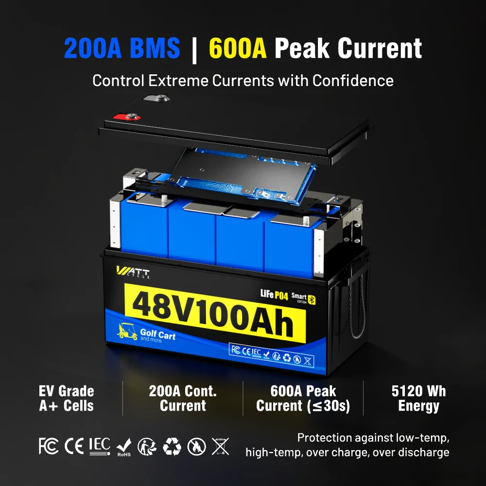 [Free Monitor] 48V 100Ah Golf Cart Bluetooth LiFePO₄ Lithium Battey - 200A BMS - Image 5
