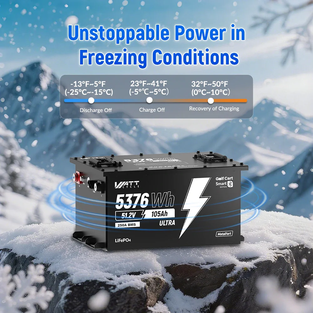 [Free Monitor] WattCycle 48V 105Ah 250A BMS Golf Cart Bluetooth LiFePO₄ Battery Kit - Image 7