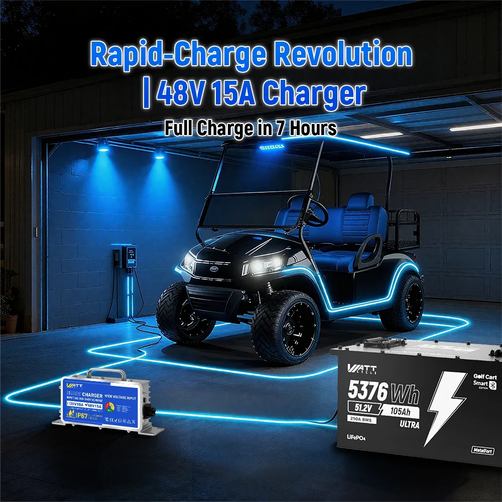 [Free Monitor] WattCycle 48V 105Ah 250A BMS Golf Cart Bluetooth LiFePO₄ Battery Kit - Image 9