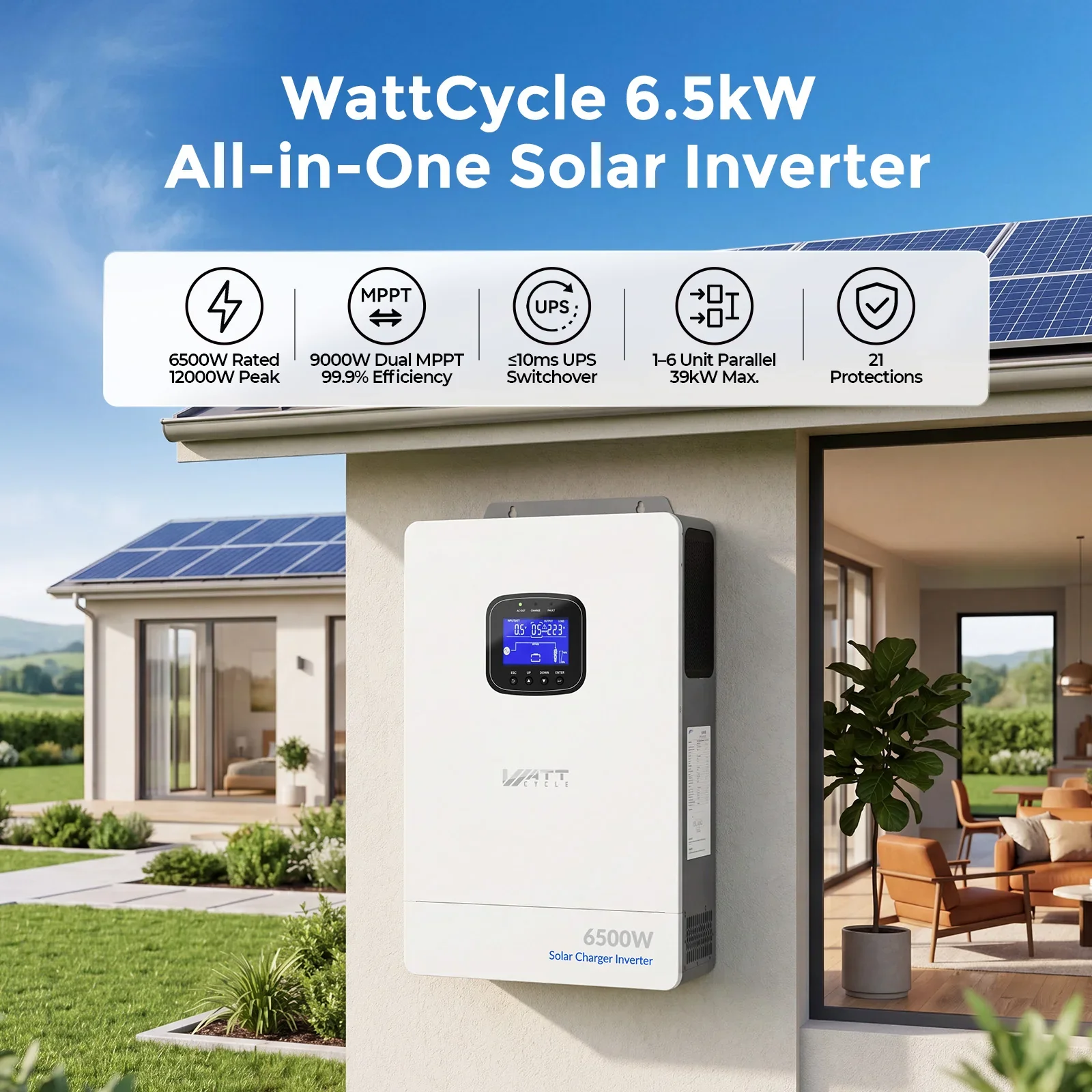WattCycle 6500W 48V All-in-One Solar Inverter Charger | 9000W Dual MPPT - Image 3