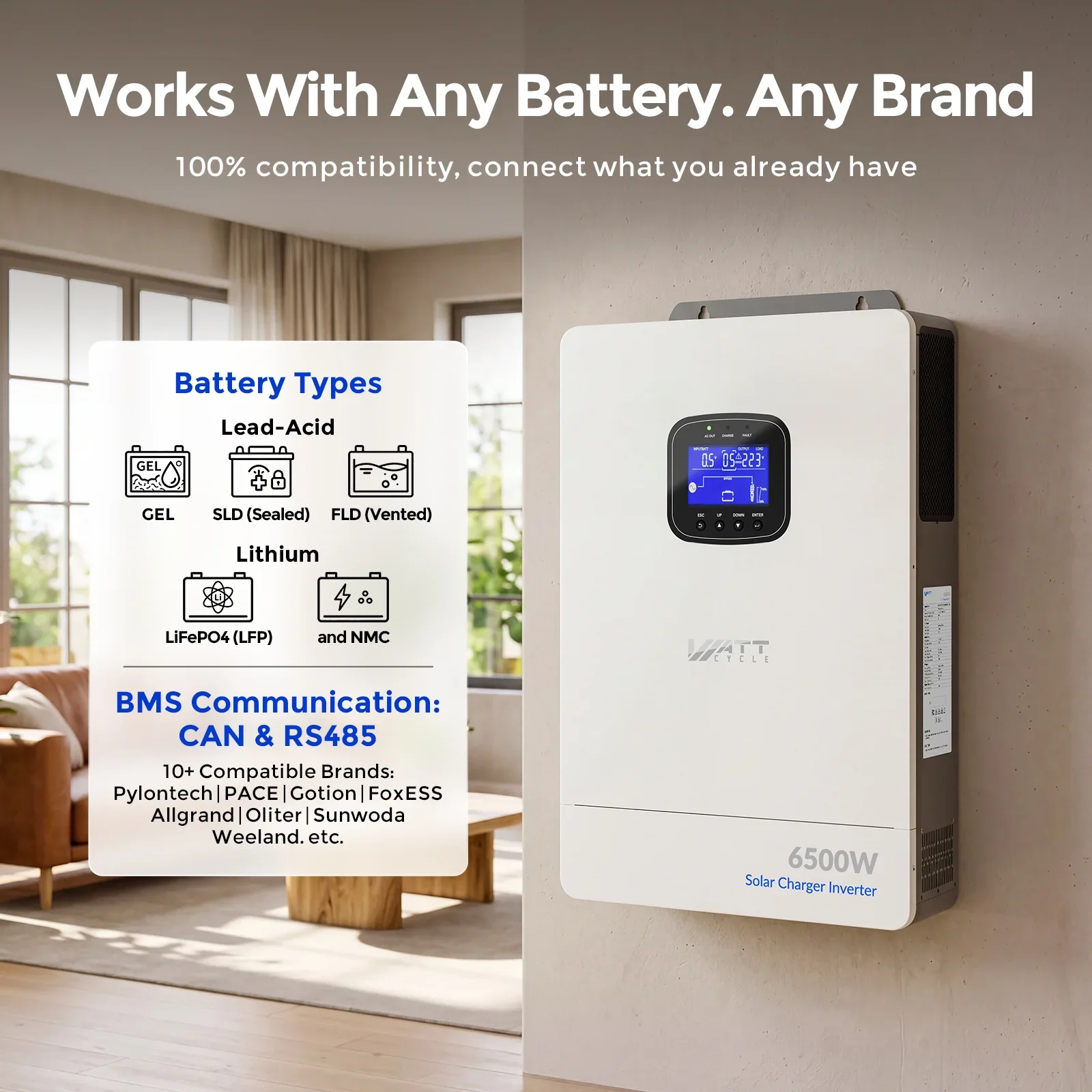 WattCycle 6500W 48V All-in-One Solar Inverter Charger | 9000W Dual MPPT - Image 8
