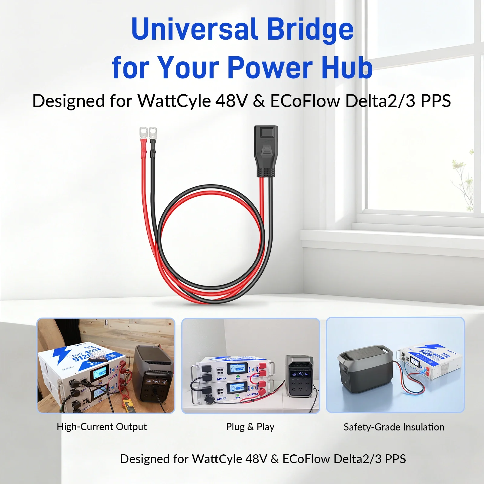 ✅ WattCycle First-to-Market: WattLINK - EcoFlow Delta 2/3 Series PPS Expansion Adapter Cable (M8 to XT150-Style) - Image 4