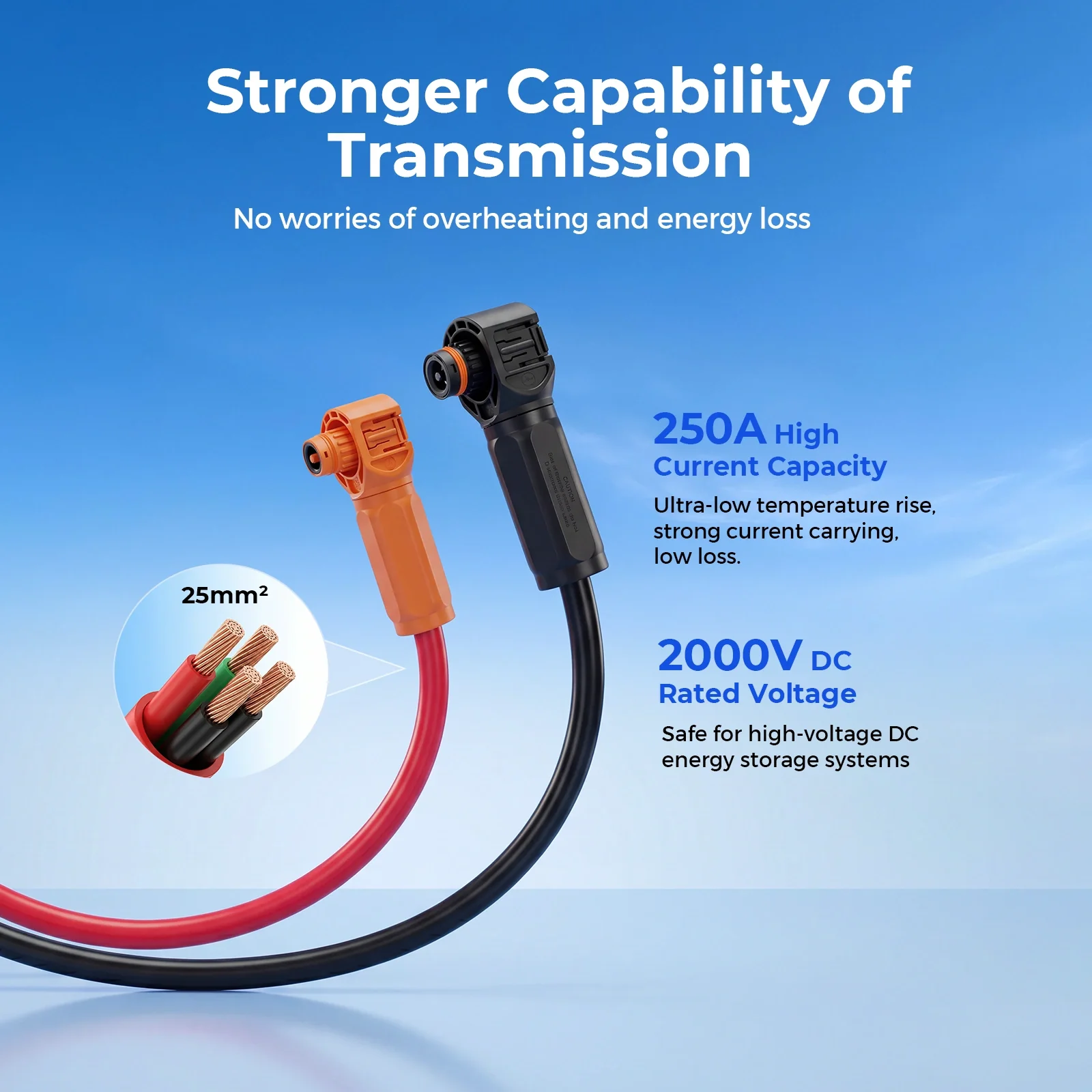 WattCycle Dedicated 51.2V 314Ah Floor-Standing Battery Expansion Dual-Head Quick-Connect Parallel Cable - Image 4