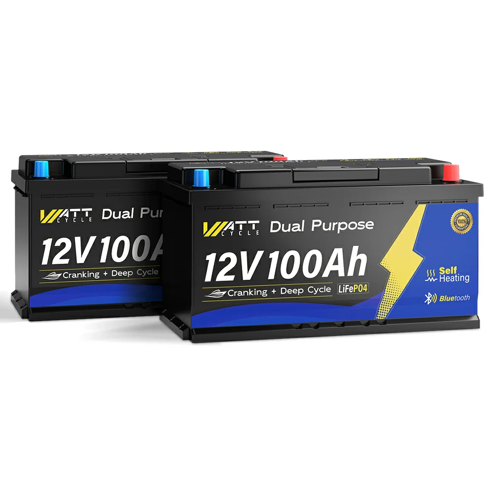 WattCycle 12V 100Ah 1200CCA Dual Purpose Marine Cranking Battery with Bluetooth and Self-heating - Image 9