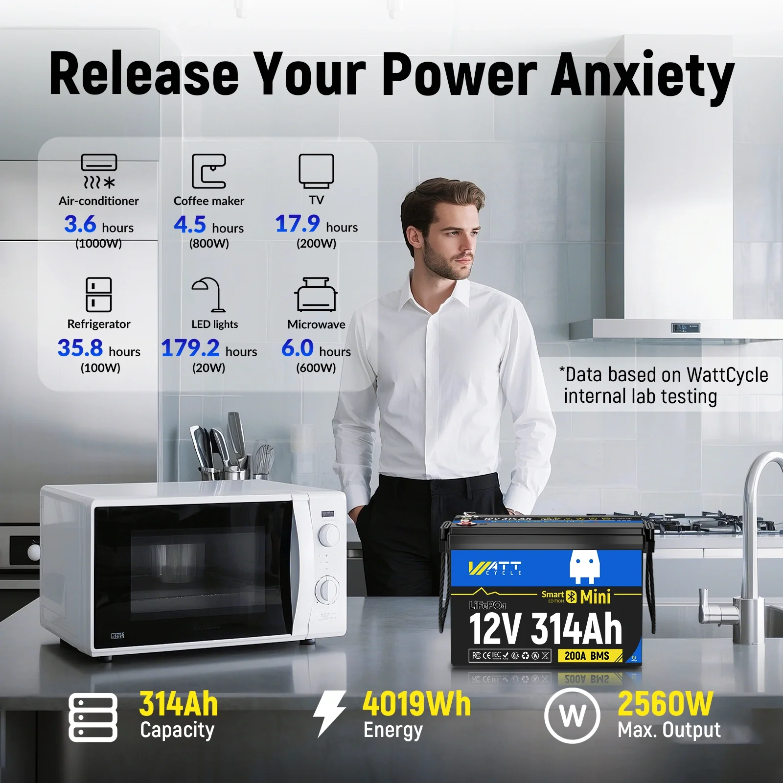 WattCycle 12V 314Ah Mini Heated & Bluetooth LiFePO₄ Battery | Heavy-Gauge Internal Cabling & Continuous 200A BMS - Image 10